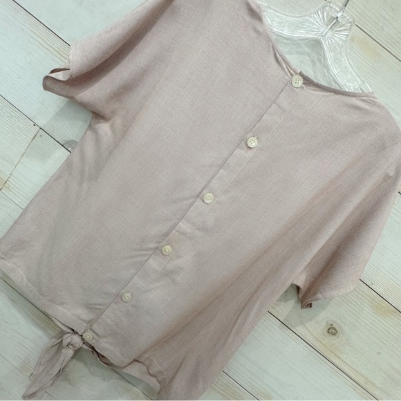 Madewell rust/ cream tie waist short sleeve top ❤️ - Picture 7 of 9